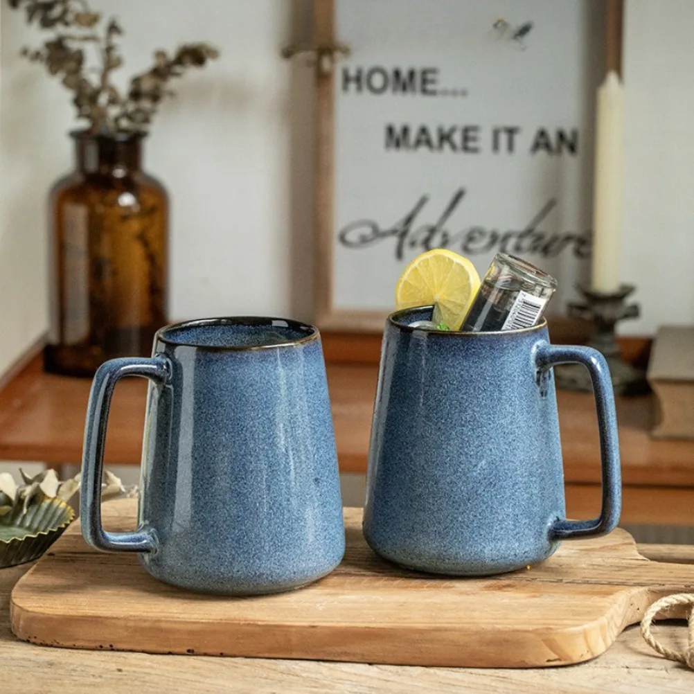 

Керамическая коническая кружка с глазурью, 700 мл, большая емкость, винтажная кофейная кружка, кружка-переmutation, синяя керамическая чашка для воды, подарки