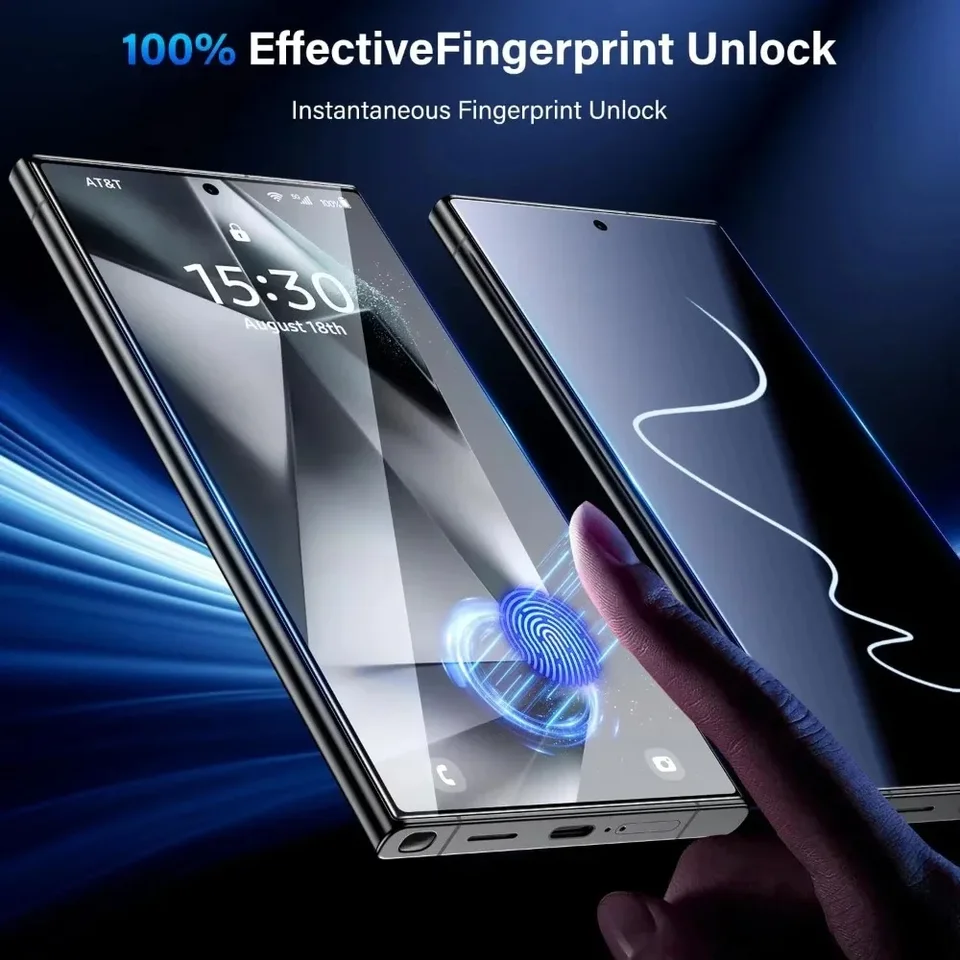 2 Piezas Vidrio Templado Ultra Transparente para Samsung Galaxy S25 S24 S23 Ultra S22 S21 Plus S25 Edge S24 S23 FE Protector de Pantalla sin Polvo 5