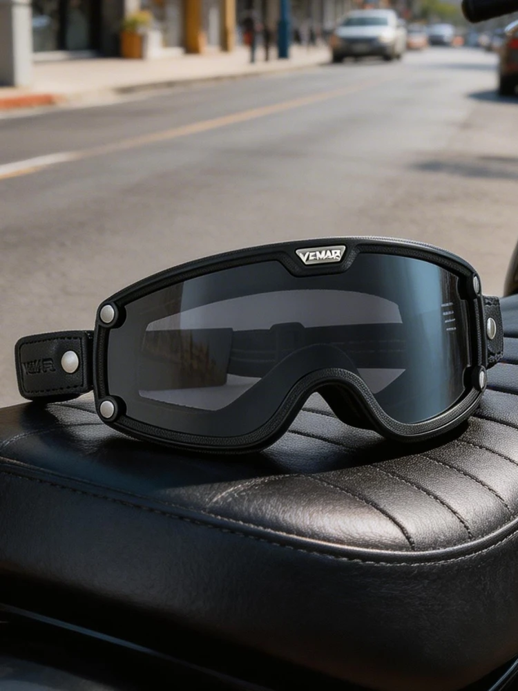 AliExpress NONE VEMAR Windproof Anti-Fog Retro Goggles for Motorcycle Helmet Moto Sports Cycling Cafe Racer Chopper Riding Glasses