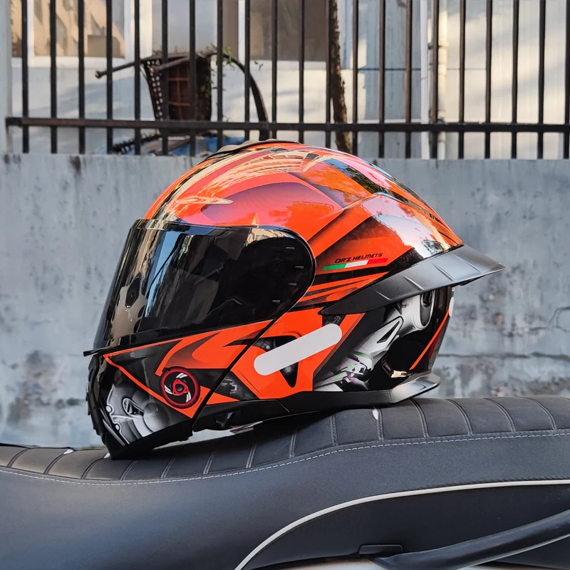 Motorcycle helmet, double lens helmet, big tail, motorcycle racing helmet, running helmet, men and women M-3XL