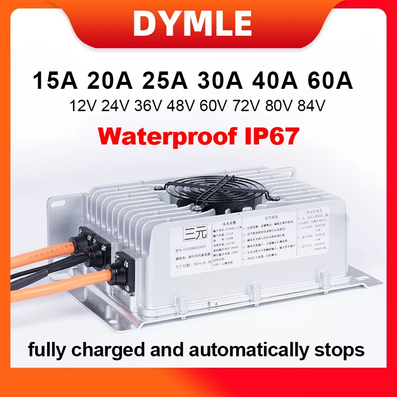 24V 48V 60V 72V 80V 84V 100.8V 12V 36V Li-ion Lifepo4 Lithium Battery Charger 15A 20A 25A 30A 40A 60A Waterproof Car Fast Charge