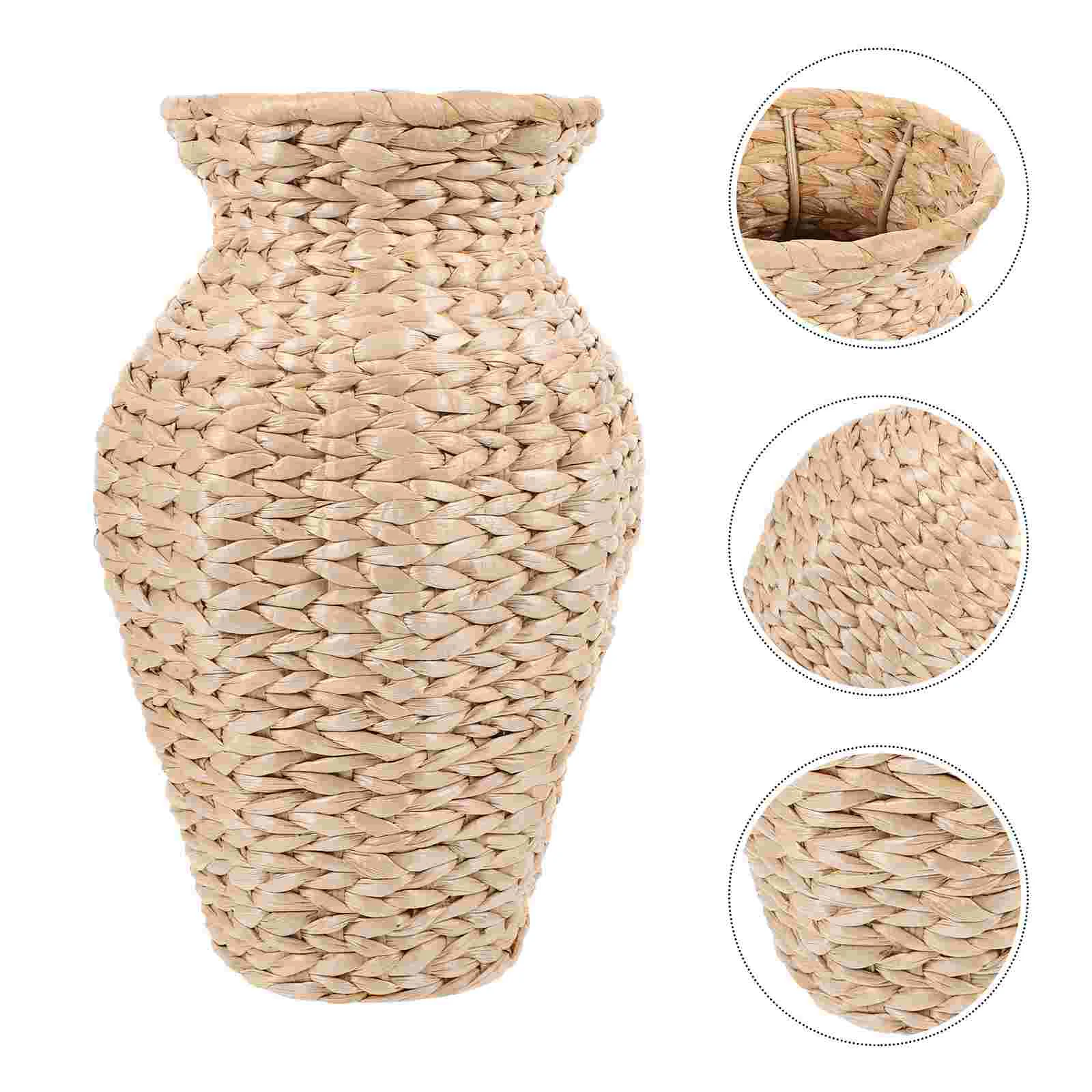 Extra Large Wicker Basket Rush Vase Woven Flower Holder Flowerpot Dried Floral Straw