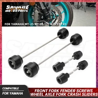 Deslizadores de choque de horquilla de eje de rueda MT03 MT25 para Yamaha YZF R25 R3, tornillos de guardabarros de horquilla delantera anticolisión para cubo de rueda trasera de motocicleta