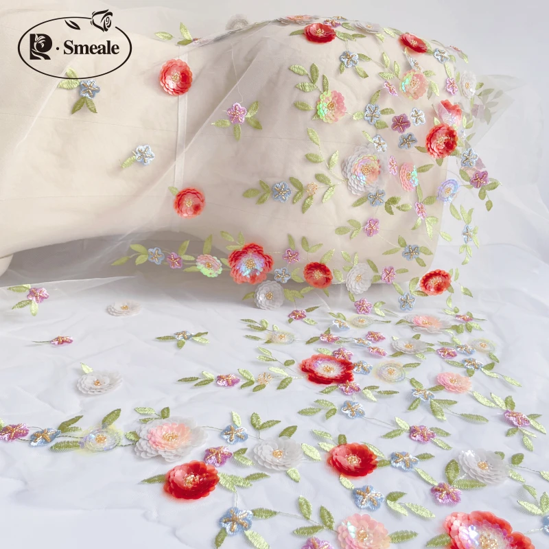 Bunte 3D Nähröhre Perle Pailletten Stickerei Spitze Stoff Kleid, DIY Material, hand gefertigt dekorativ, RS4261 – Detail 2