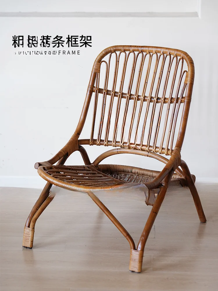 Recliner chair natural woven chair household lazy sofa leisure balcony rattan chair