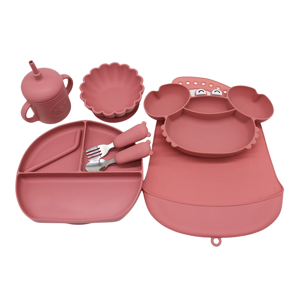 

Meal BibsCrab Compartment TrayBaby Suction Cup Autonomous Feeding and Eating Training BowlComplementary Tableware Set