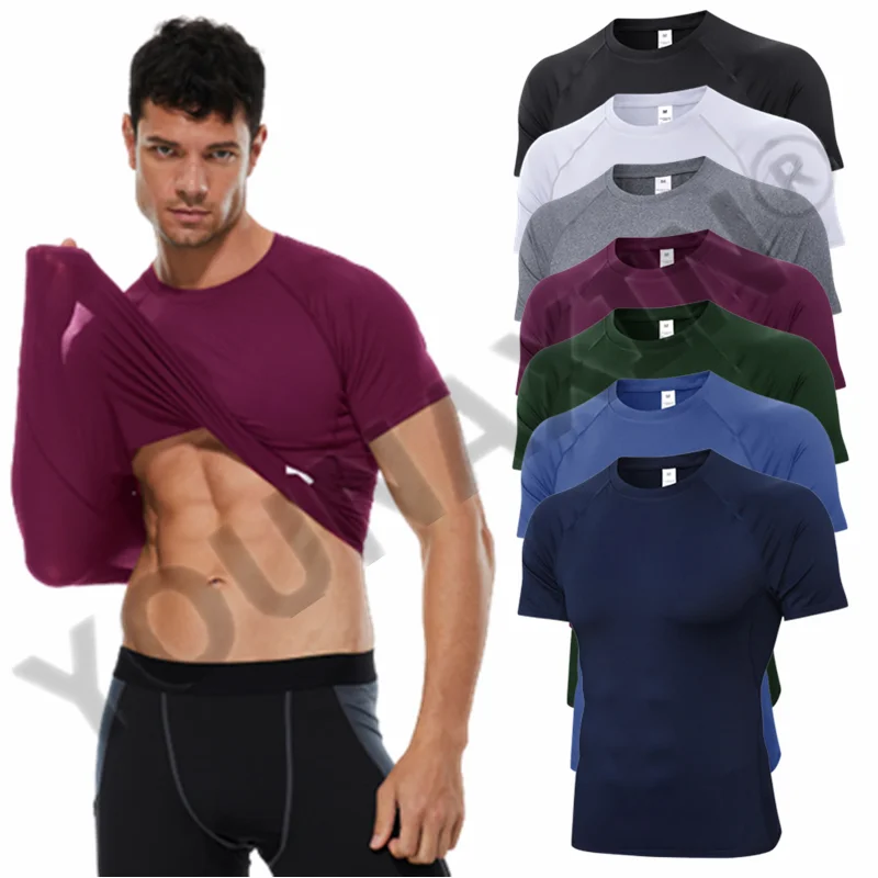 T-shirt de sport pour hommes, collant, couche de Base, exercice de Compression, cyclisme, basket-ball, entraînement, Fitness, séchage rapide