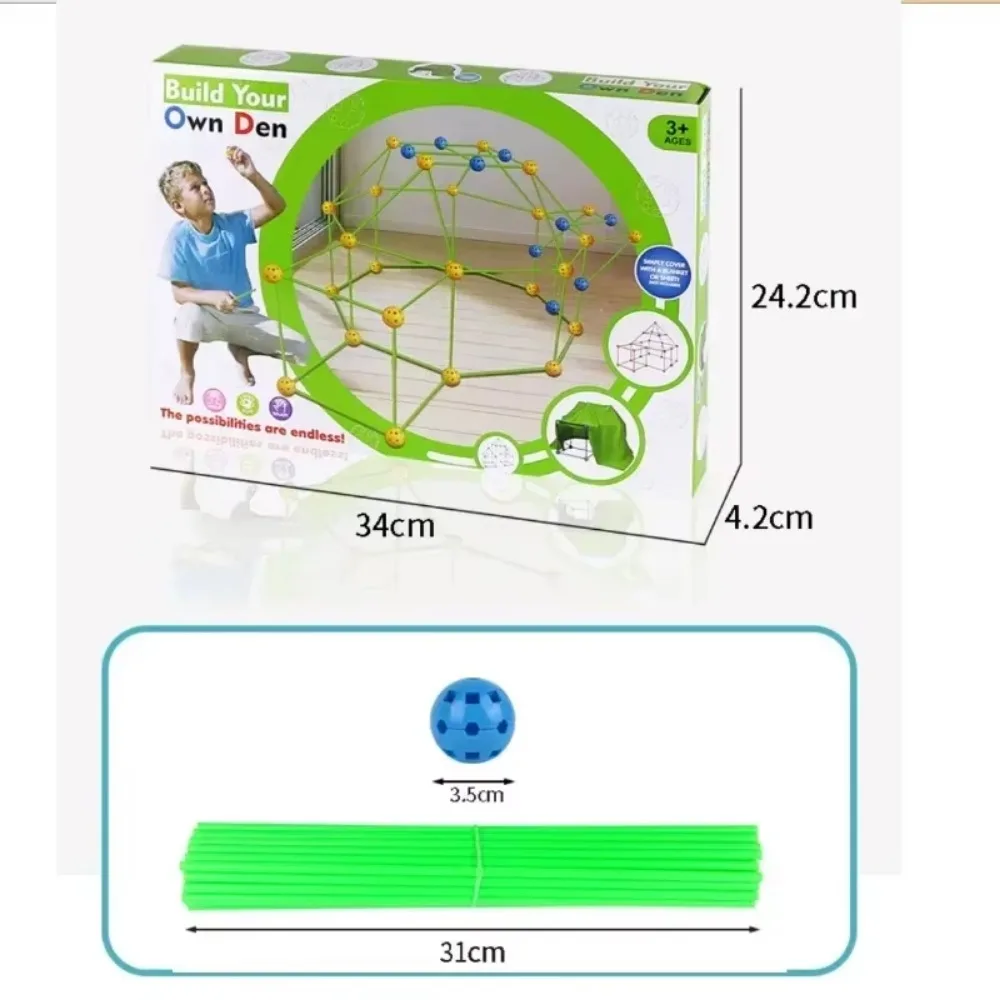 Analyste de construction de tente pour enfants, jouets de construction de fort, bricolage, jeu 3D, conception de bâtons de maison, outils d'assemblage, cadeaux pour enfants