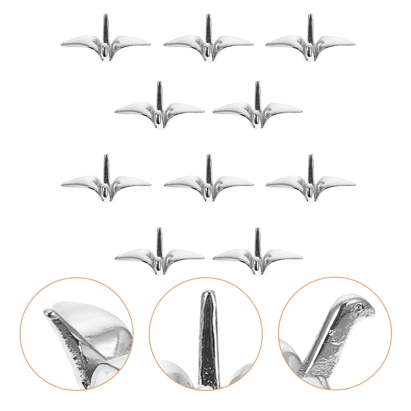 10 Pcs Hair Pin Paper Crane Pendant DIY Clip Charms Kid Hairpin Girl Party Clips Children Headdress Silver Accessories