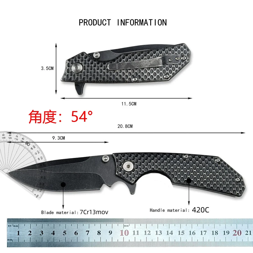 Tactical Strider Flipper Folding Knife 7Cr13mov Stonewash Blade 420 Steel Handle EDC Survival Hunting Pocket Knife EDC Tools