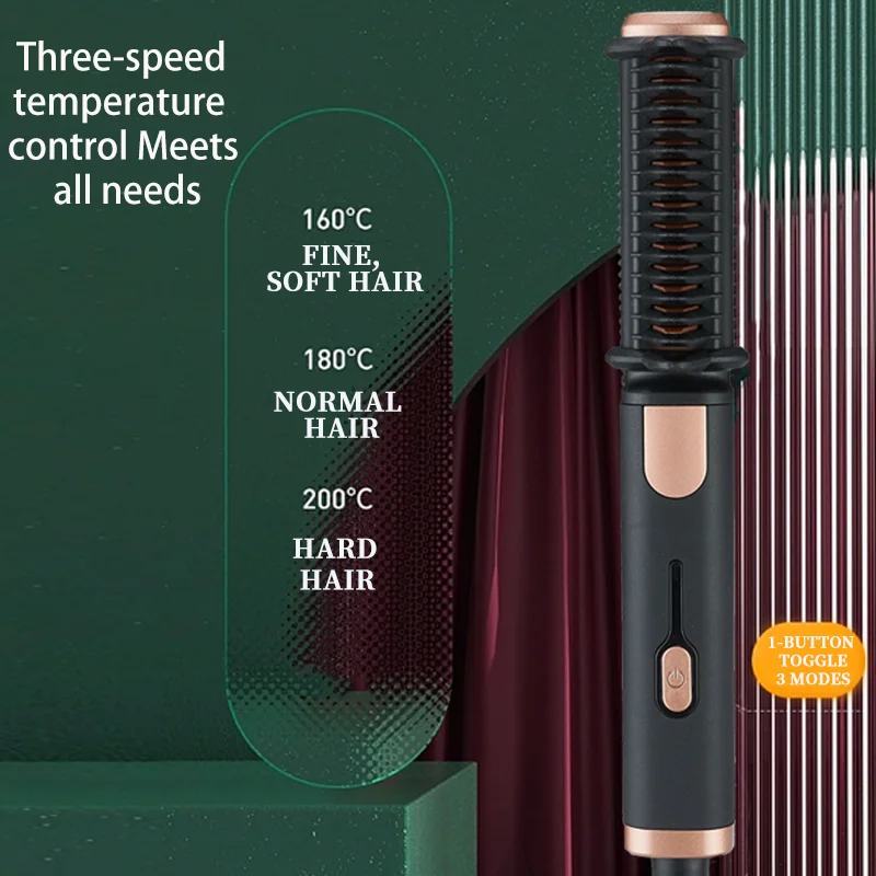 VOAUN New Portable Hair Straightening Brush Hair Flat Iron Comb for Travel Home Salon