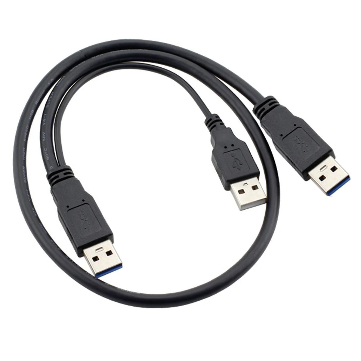 CYDZ Dual USB 3.0 A Male to USB 3.0 Male Data Cable With Extra USB Power for Mobile Hard Disk