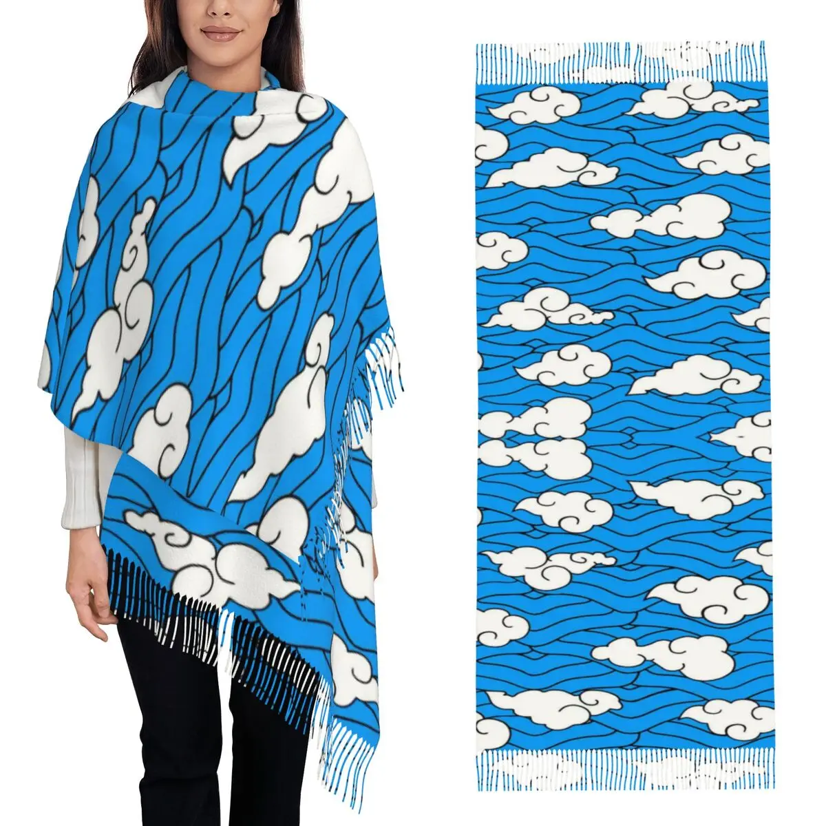 

Demon Slayer Anime Scarf Tassel Scarves for Women Soft Warm Shawls and Wraps Large Fall Winter Shawl Wrap