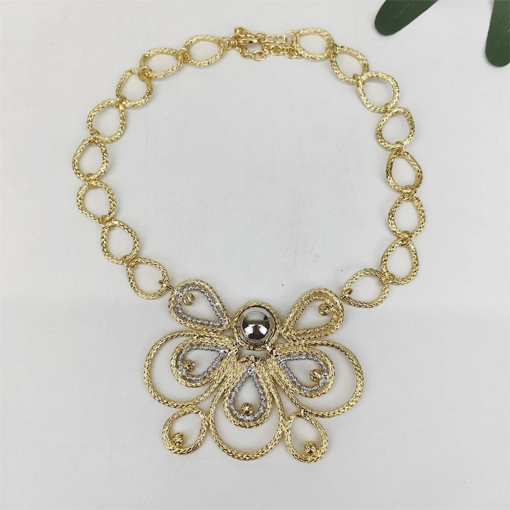 ESALE Quality Women Jewelry Sets Luxury Design Dubai Trending Gold Color Necklace Earrings Ring Bracelet Wedding Party Gift