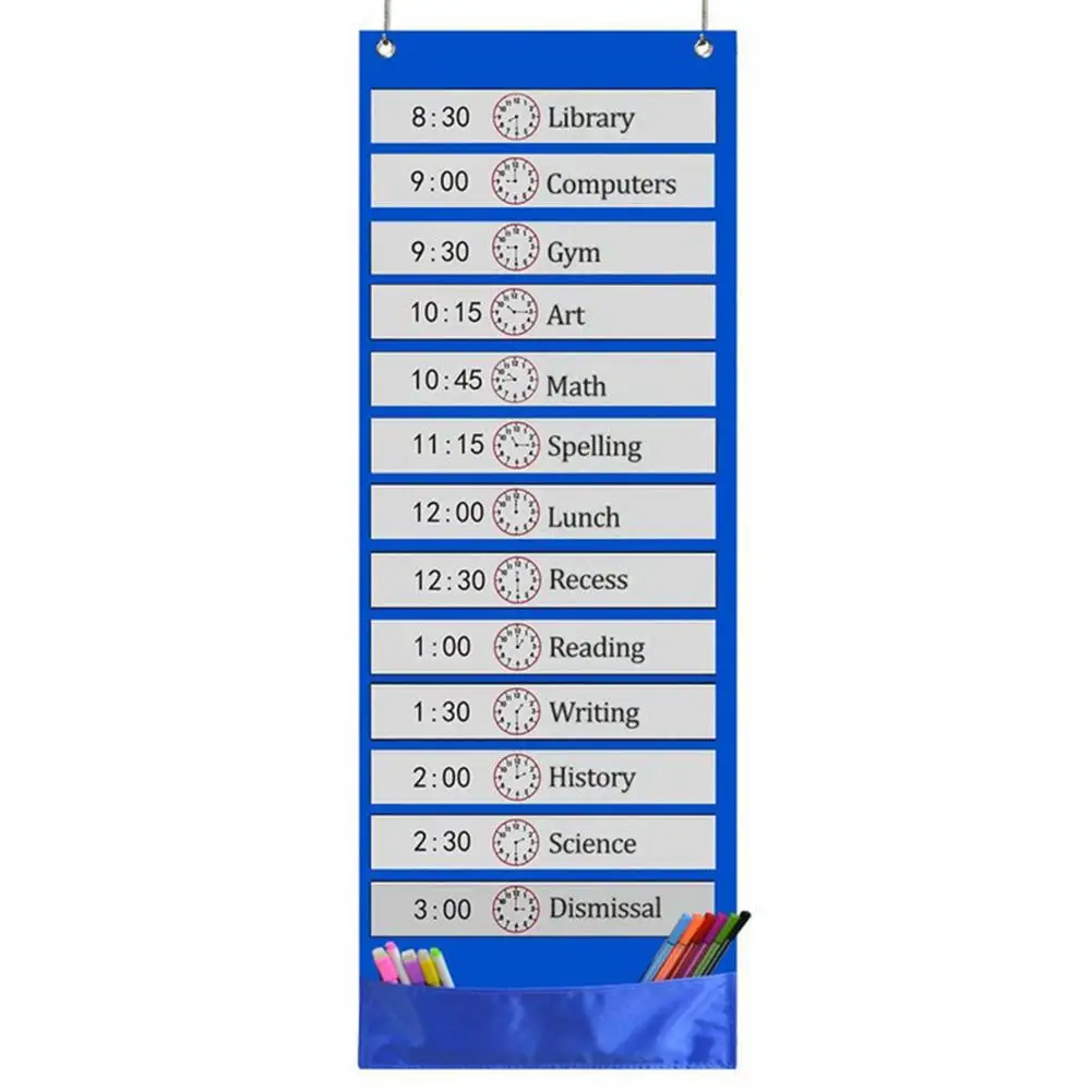 Time Scheduling Hanging Pocket Schedule Hanging Bag Efficient Classroom Time Management 14-pocket Schedule Chart for Students