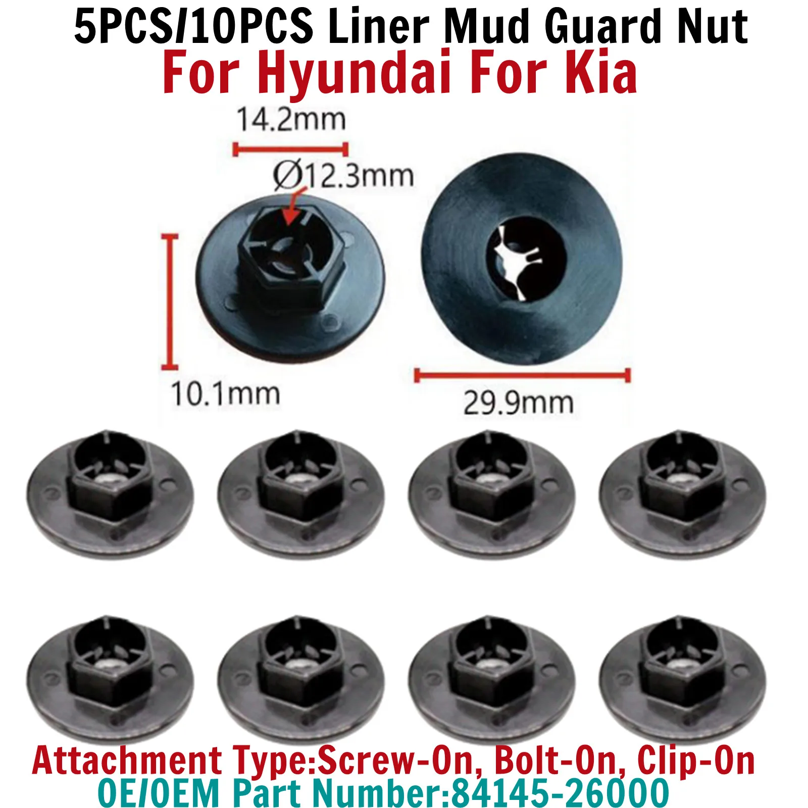 

5PCS/10PCS Car Clips Tools Wheelhouse Liner Nut Grommet 84145-26000 For Hyundai For Kia Liner Mud Guard Nut