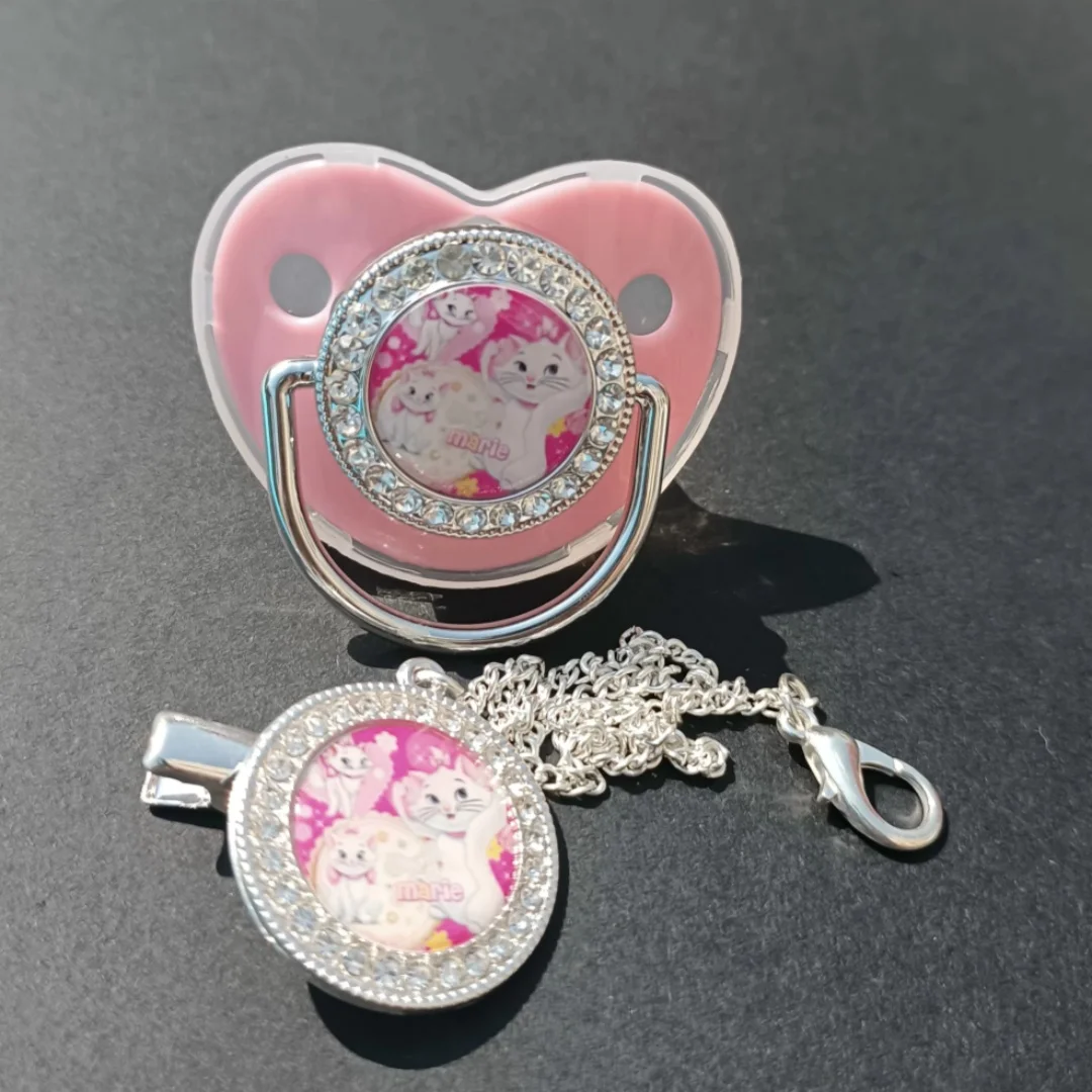 Baby Girls Bath Gift Pacifier Baby Diamond pacifier Food grade Baby Thumb pacifier Mary Cat Print pacifier clip 0-24 months