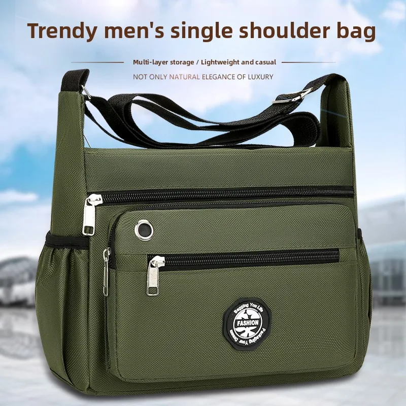 New Men's Casual Large Capacity Waterproof Wear-resistant Single Shoulder Bag Business Bag Leisure Crossbody Bag Multi-pocket