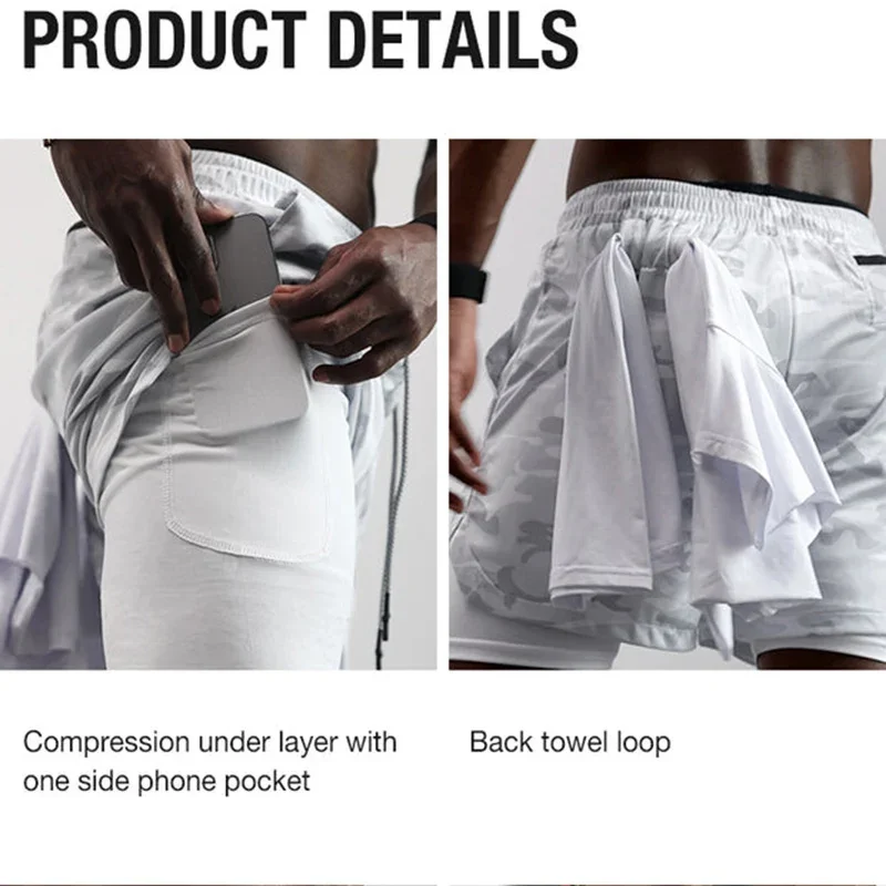 Baki Print 2-in-1 Gym Performance Short with Pockets Mens Athletic Compression Shorts Quick Dry Stretch Workout Fitness Running