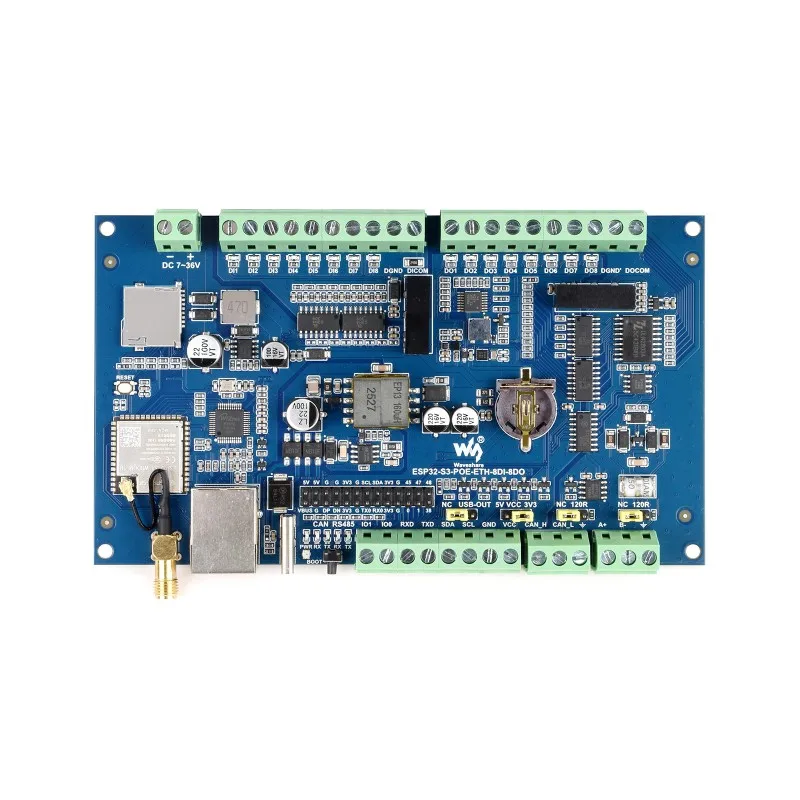 Промышленная плата управления ESP32-S3 с 8-канальным цифровым входом и выходом, встроенным 32-битным двухъядерным процессором Xtensa LX7