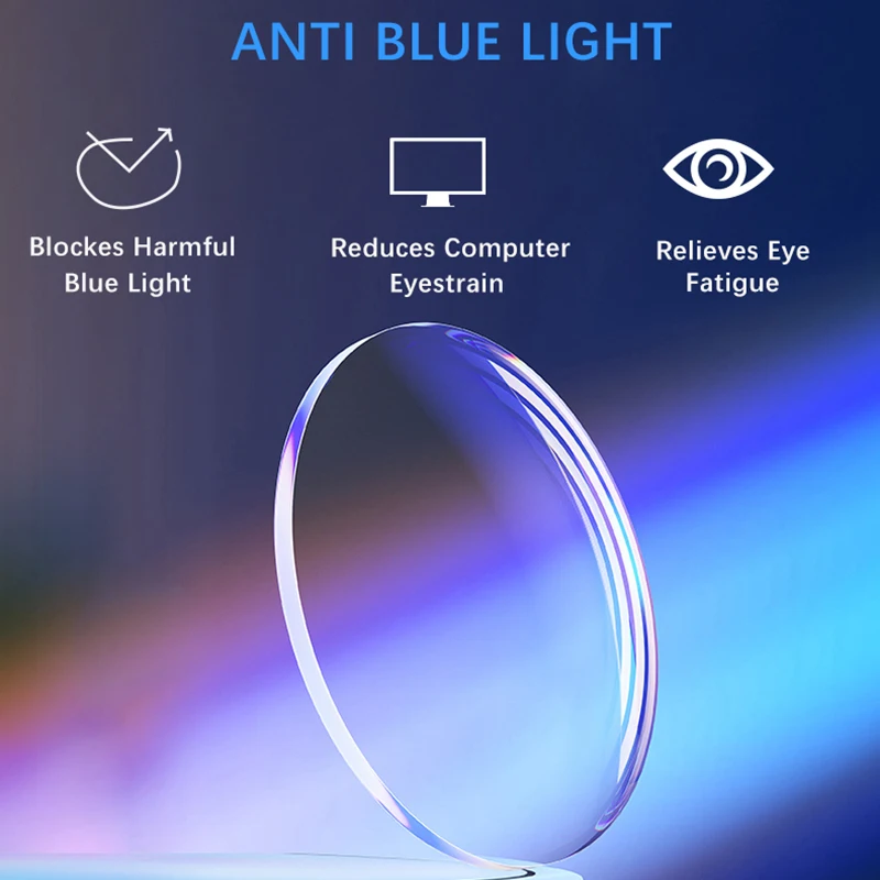 Blue Light Filtering Lenses 1.56 1.61 1.67 Index Compute Optical Prescription Glasses Myopia Hyperopia Single-Vision Thin Lens