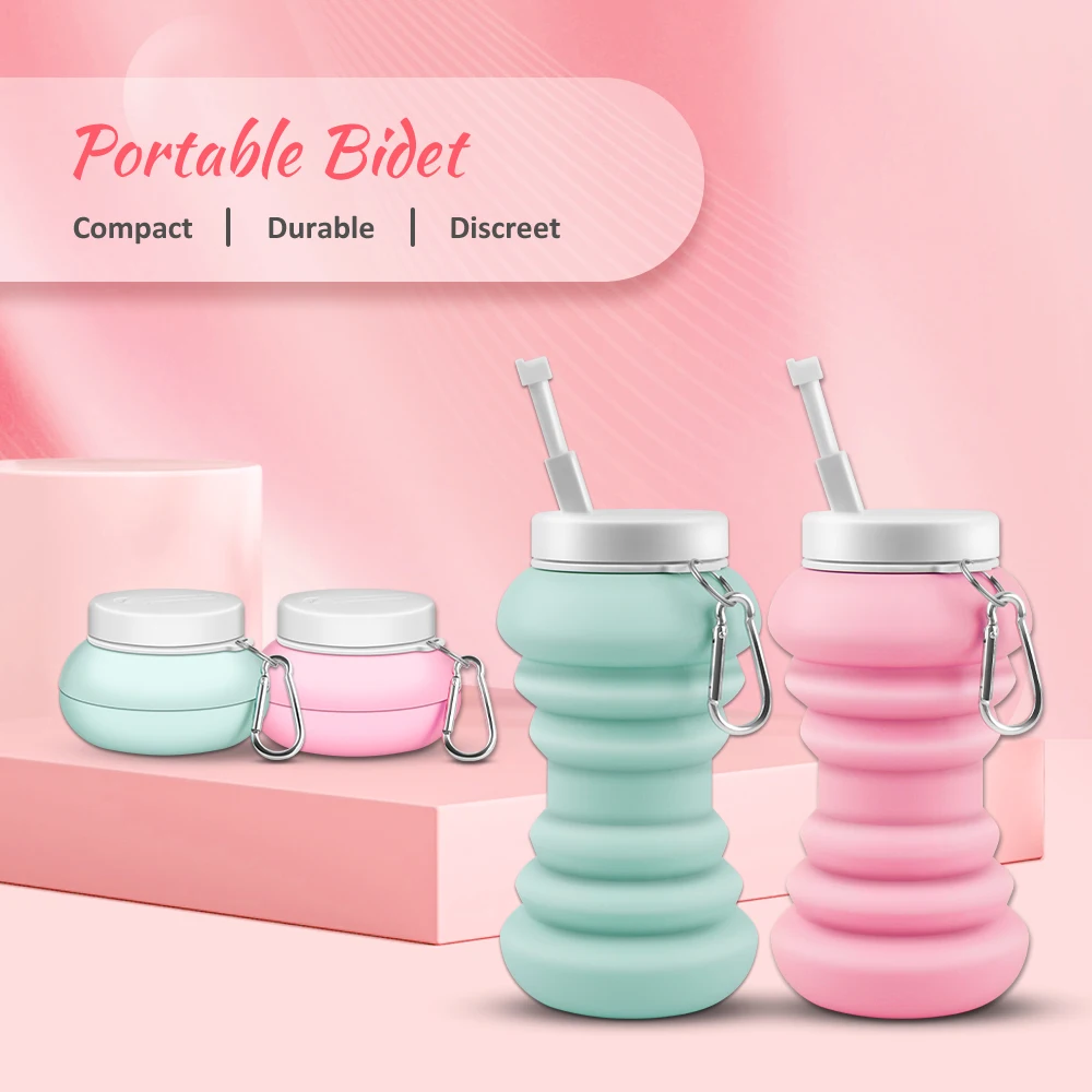 600ml Large Capacity Portable Bidet Spray Portable Reusable Foldable Female Washer Irrigator Manual Operation Collapsible Health