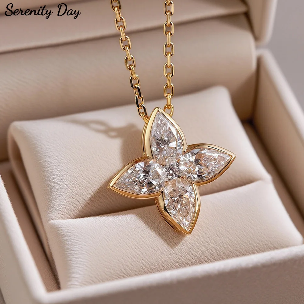 

2,1 карата четырехлистный клевер груша муассанит кулон ожерелье женский подарок твердое серебро S925 D цвет лабораторный бриллиант изысканное ожерелье ювелирные изделия