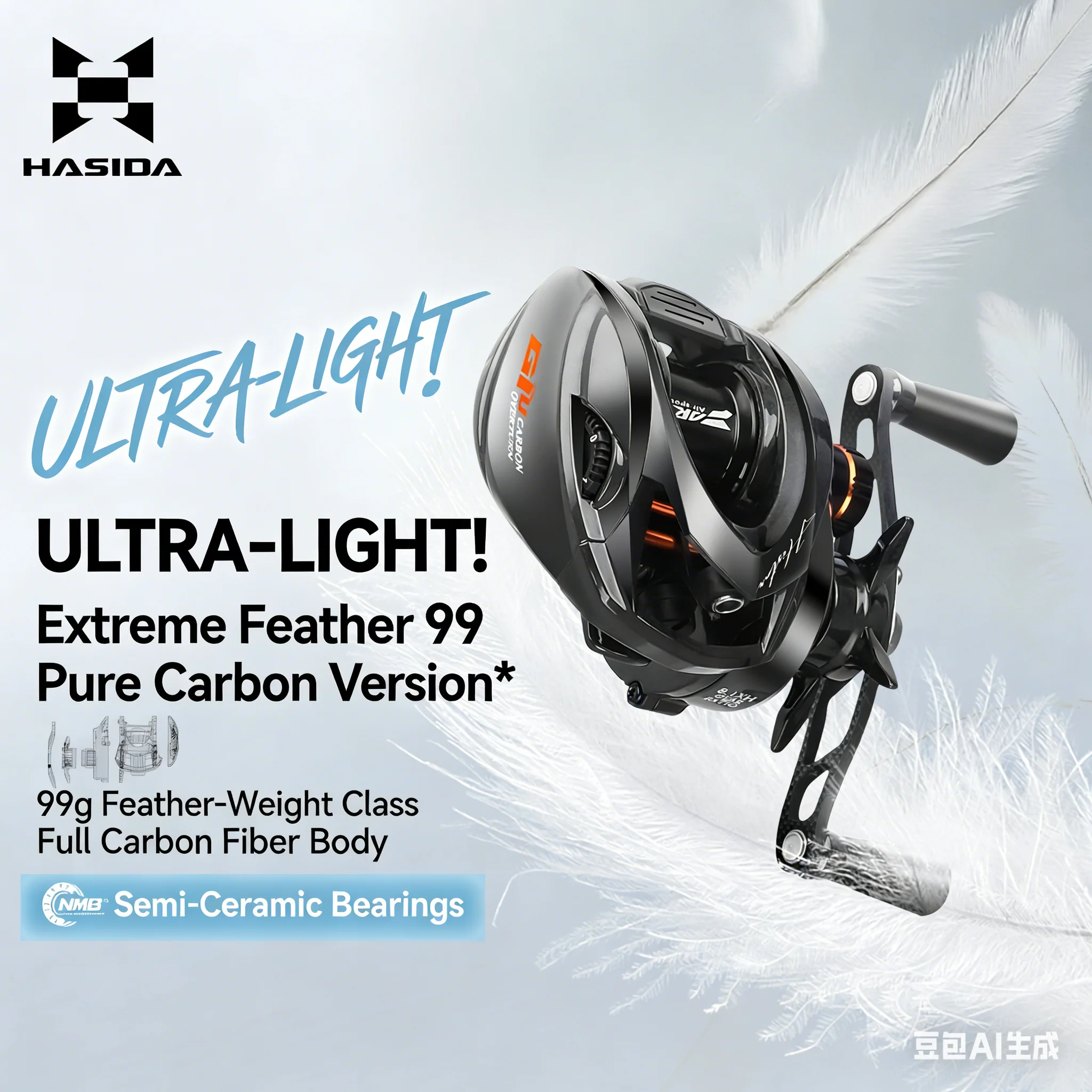 HISTAR Giu 99 Carbon BFS Baitcasting Fishing Reel NMB SIC BB 3D