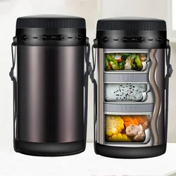 DUTRIEUX Portable Thermal Lunch Box Stainless Steel Heat Preservation Bento Box Food Container with Lunch Bags