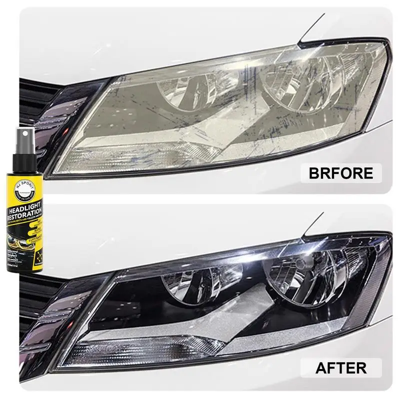 Car Headlight Restoration Spray Liquid Car Light Cleaner And Restorer UV Resistant Long Lasting Head Light Coating Spray