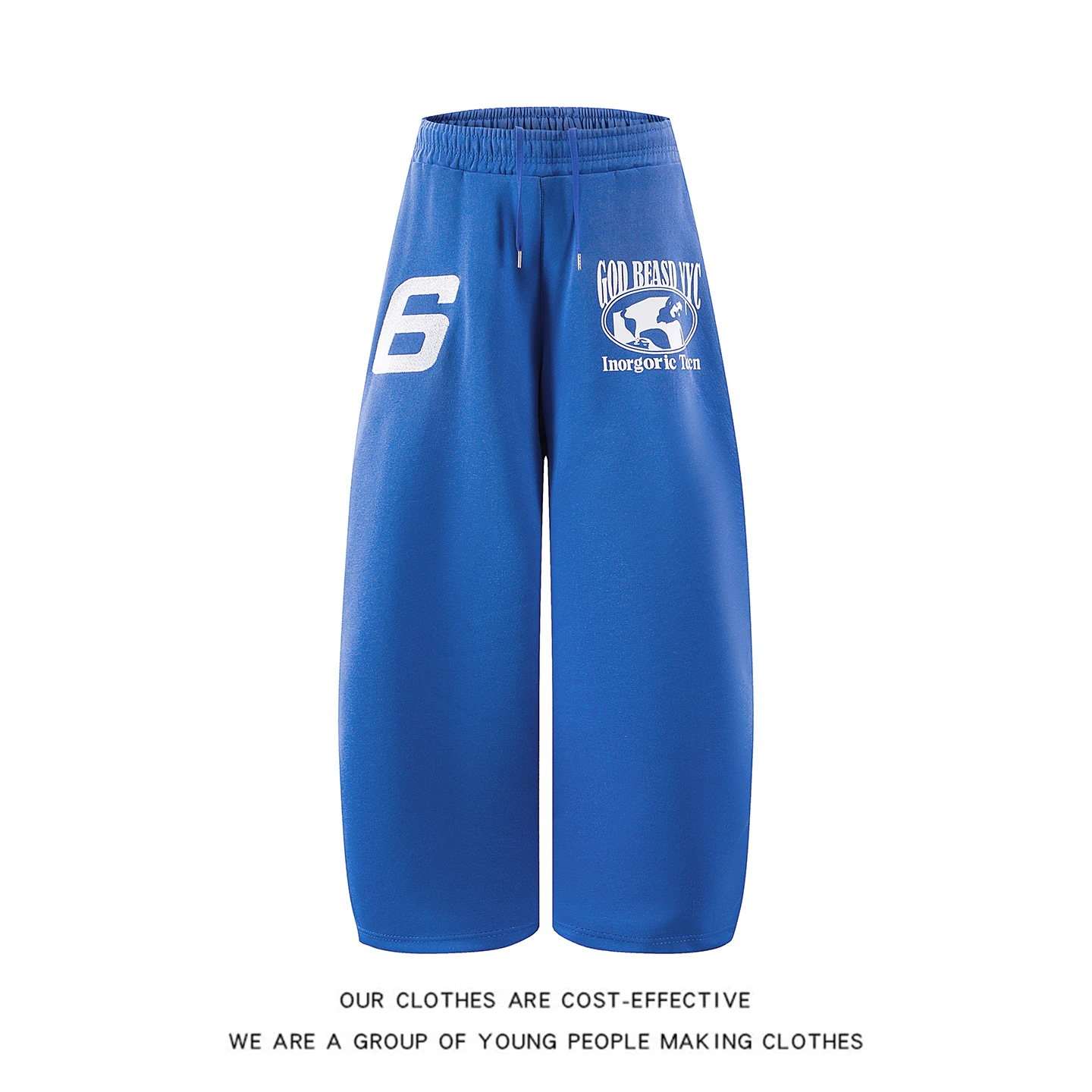 

Blue Street Dance Casual Sweatpants Men's American Letter Print Loose Lazy Sle Knife Sports Long Trousers Straight Leg