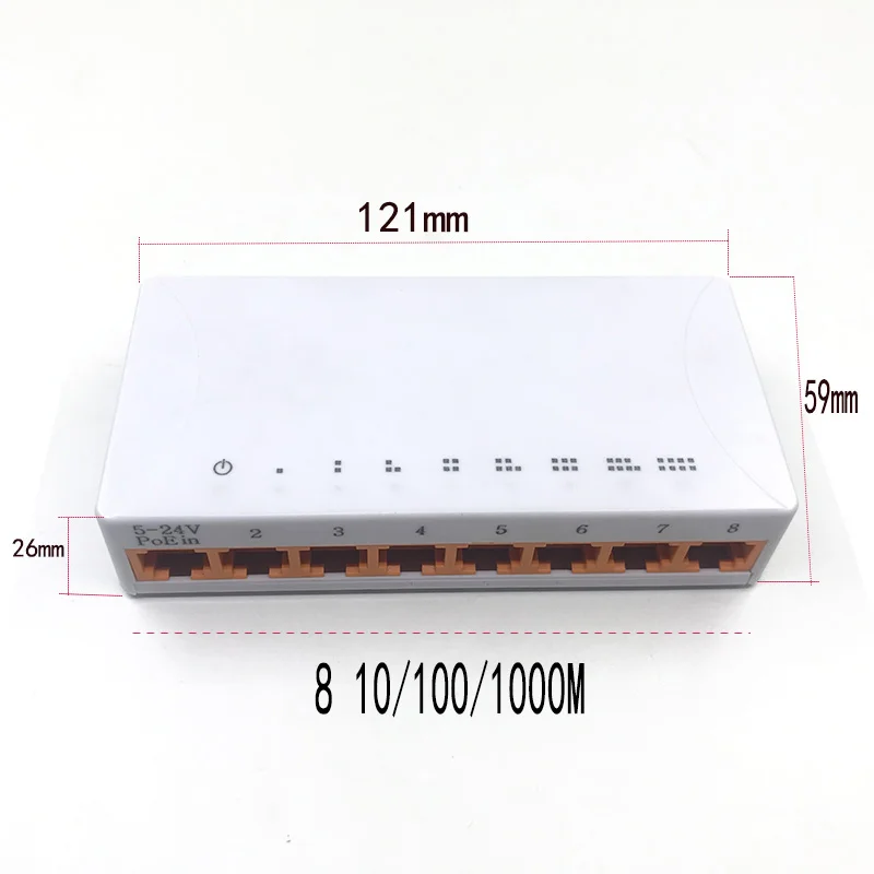 OEM mẫu Mới 8 Cổng Gigabit Để Bàn RJ45 Switch 10/100/1000 Mbps LAN Hub chuyển đổi 8 portas