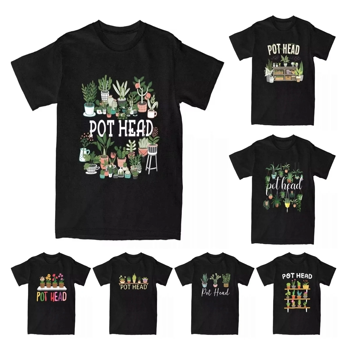 Plant Lover And Gardener Pot Head Succulent T Shirt Men's Cotton Fashion T-Shirt Funny Gardening Garden Tees Clothing Printing