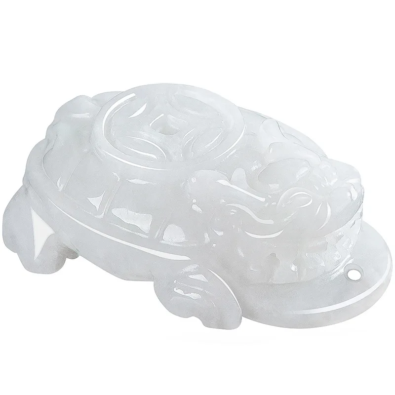 New Natural Myanmar A-grade jadeite three-dimensional gold dragon turtle pendant glutinous jade men's necklace women's style