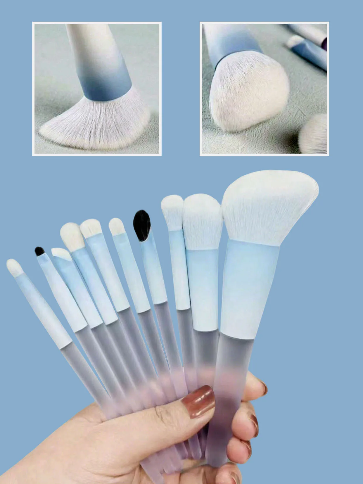 10-Piece Professional Makeup Tool Set for Facial Makeup, Including Facial Makeup Brushes and Brush Accessories, Such as Foundation Brush, Powder Brush, Blush Brush, Highlighter Brush, Contour Brush, Eyeshadow Brush, Blending Brush, Concealer Brush, and Blending Brush. Makeup Tools Are Made of Soft, Skin-Friendly Fiber Materials, Easy to Carry, and Are Ideal for Travel. The Set Includes a Complete Set of Makeup Brushes, Makeup Brush Sets, Makeup Kits, Etc.