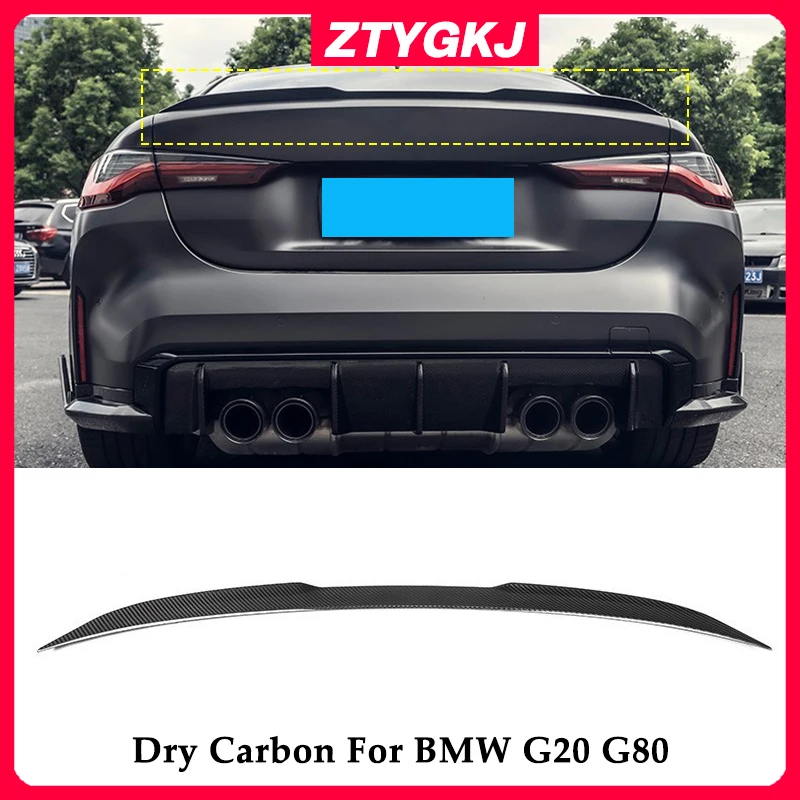 M Style Dry Carbon Fiber Material Trunk Wing Rear Spoiler For BMW 3 Series G20 M3 G80 2020 Up