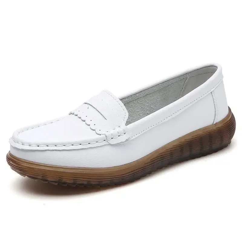 Retro Style Authentic Leather Loafers Female 2024 Early Spring New Granny Shoes Moccasins Flat