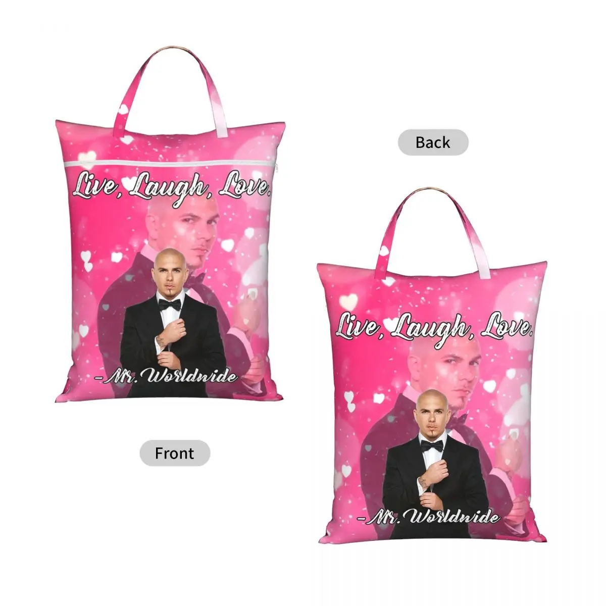 Mr. Worldwide Says To Live Laugh Love Pink Laundry Collector Foldable Laundry Basket Home Organizer Washing Basket