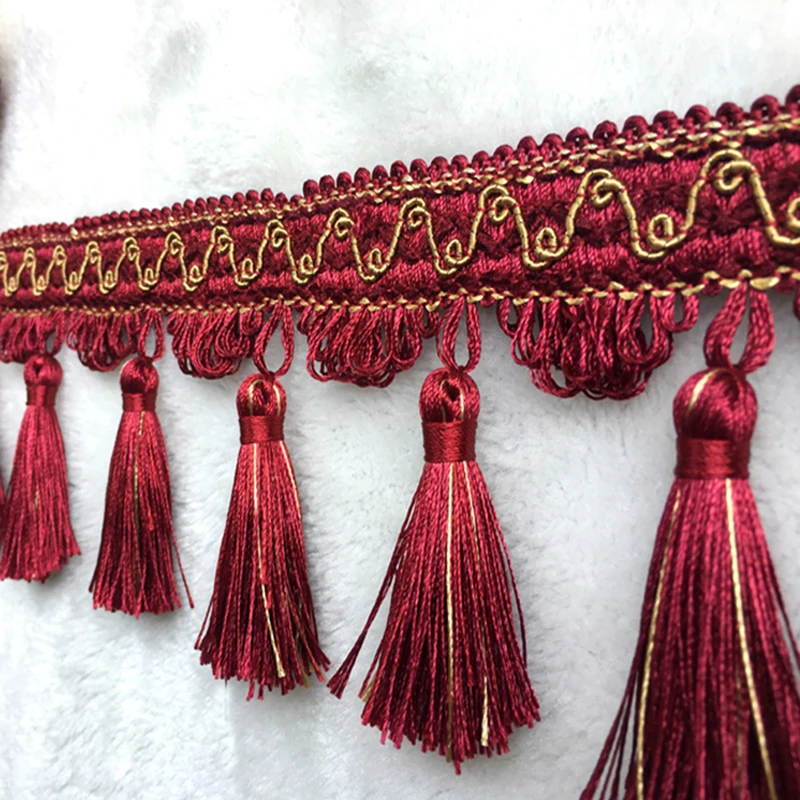 Acrylic/Polyester Tassel Fringe Trim Beaded Ribbon for Sewing Curtain Accessorie Lace Decoration Tablecloth European Lampshade