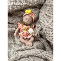 6 Inch Reborn Baby Doll Realistic Miniature Lifelike Sleeping Closed Eyes Baby Girl The Look Real Doll with Accessories Set
