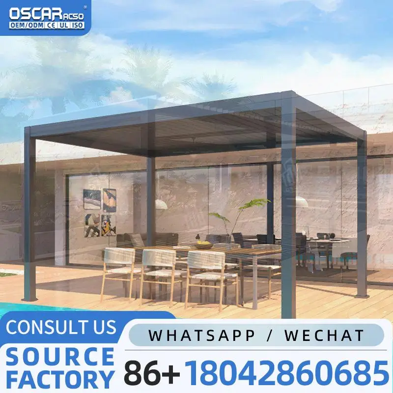 شرفة سقف حديقة الألومنيوم المناخ الحيوي التظليل في الهواء الطلق التبريد أوروبا نمط فناء الفناء الخلفي حديقة الديكور Pergol