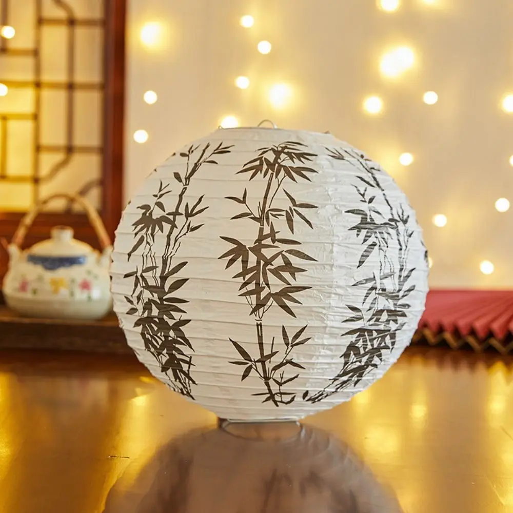 Classical Flower Letter Printed Festival Lantern Bamboo Paper Fu Character Chinese Lantern 30cm Round Paper Lantern Dance Props