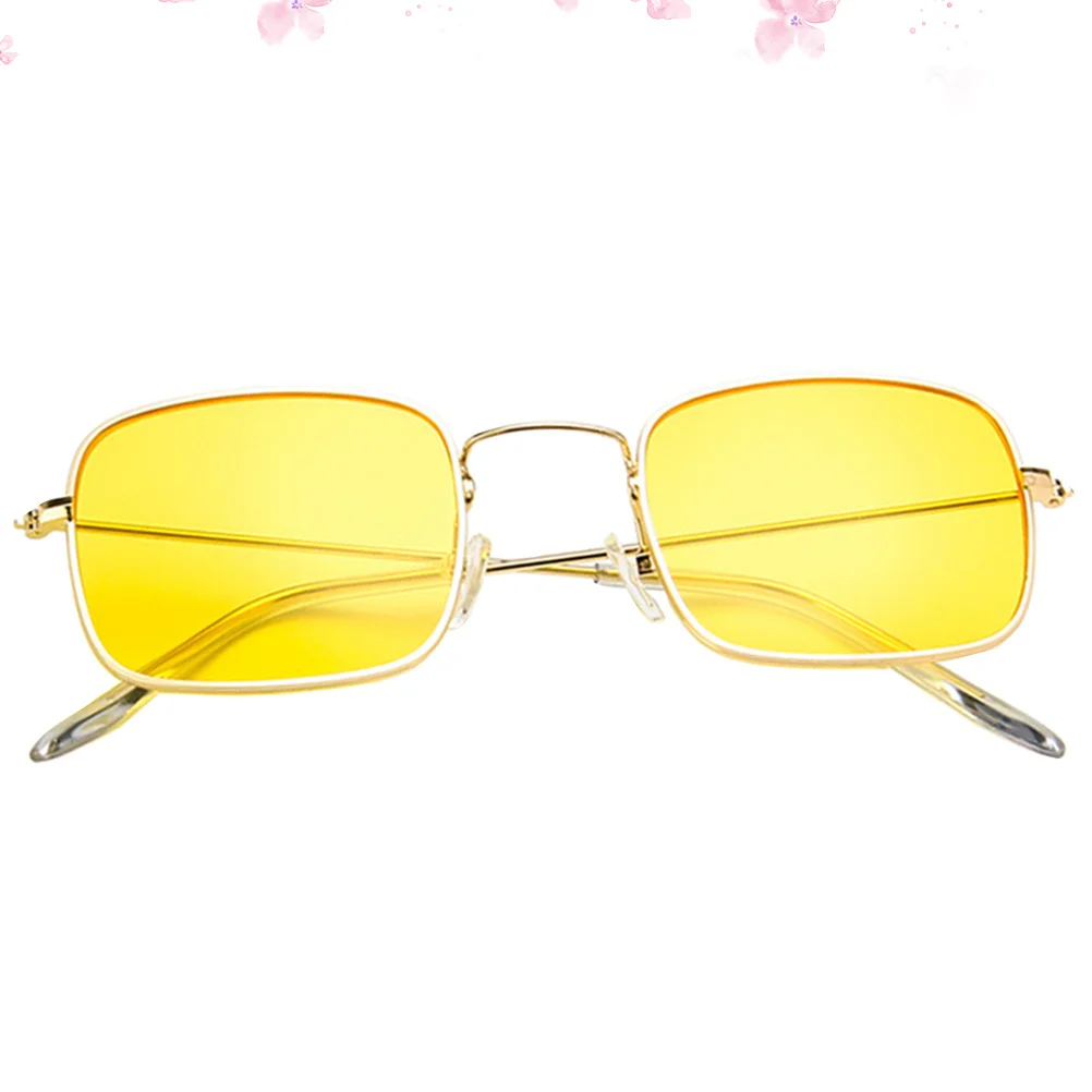 

Retro Square Frame Sunglasses Yellow for Women Lightweight Creative Eyeglasses Party Beach Eyewear Durable Stylish