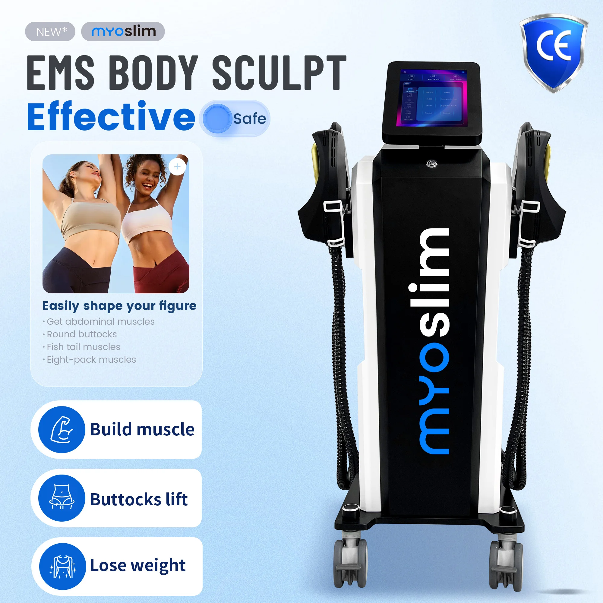 

EMS MYOslim Pro Ultra Therapy HiEMT 6500W High Power Professional Muscle Stimulation Machine for Body Slimming And Weight Loss