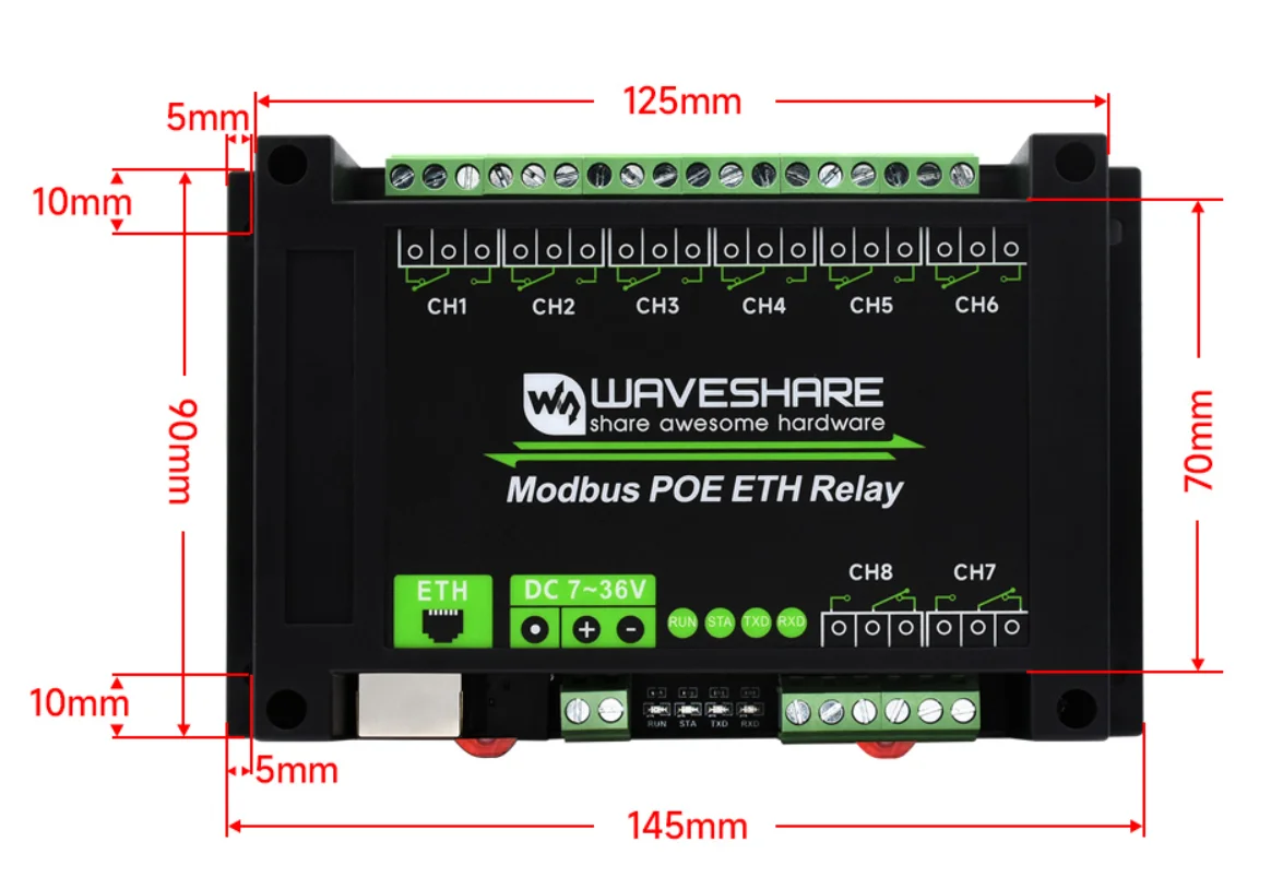 Module de relais Ethernet POE Ethernet 8CH de qualité industrielle, Communication Ethernet Modbus RTU