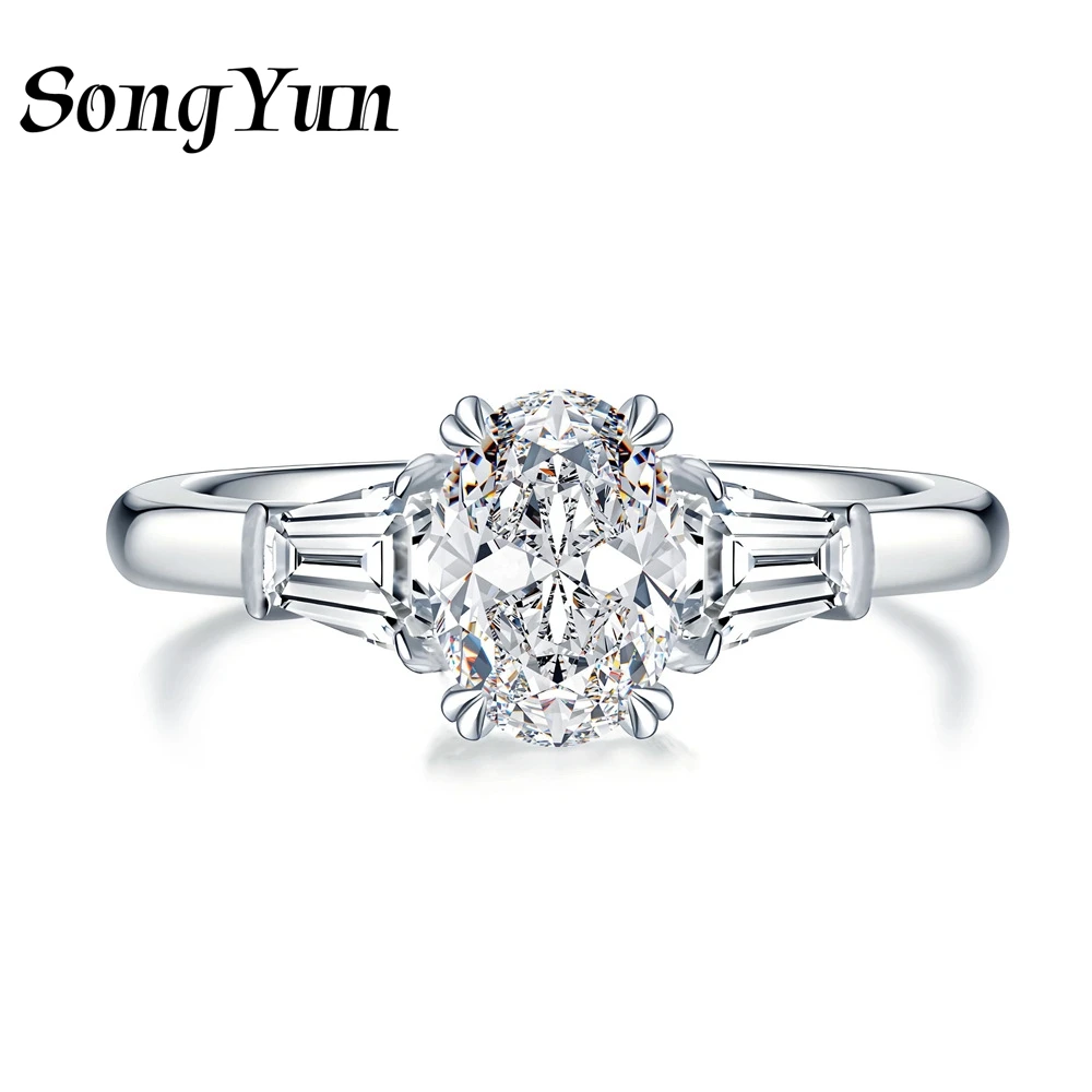

SongYun Jewelry 925 Sterling Silver Ring Moissanite D Color VVS Luxury Sophisticated Anniversary Rings Diamond Accessories
