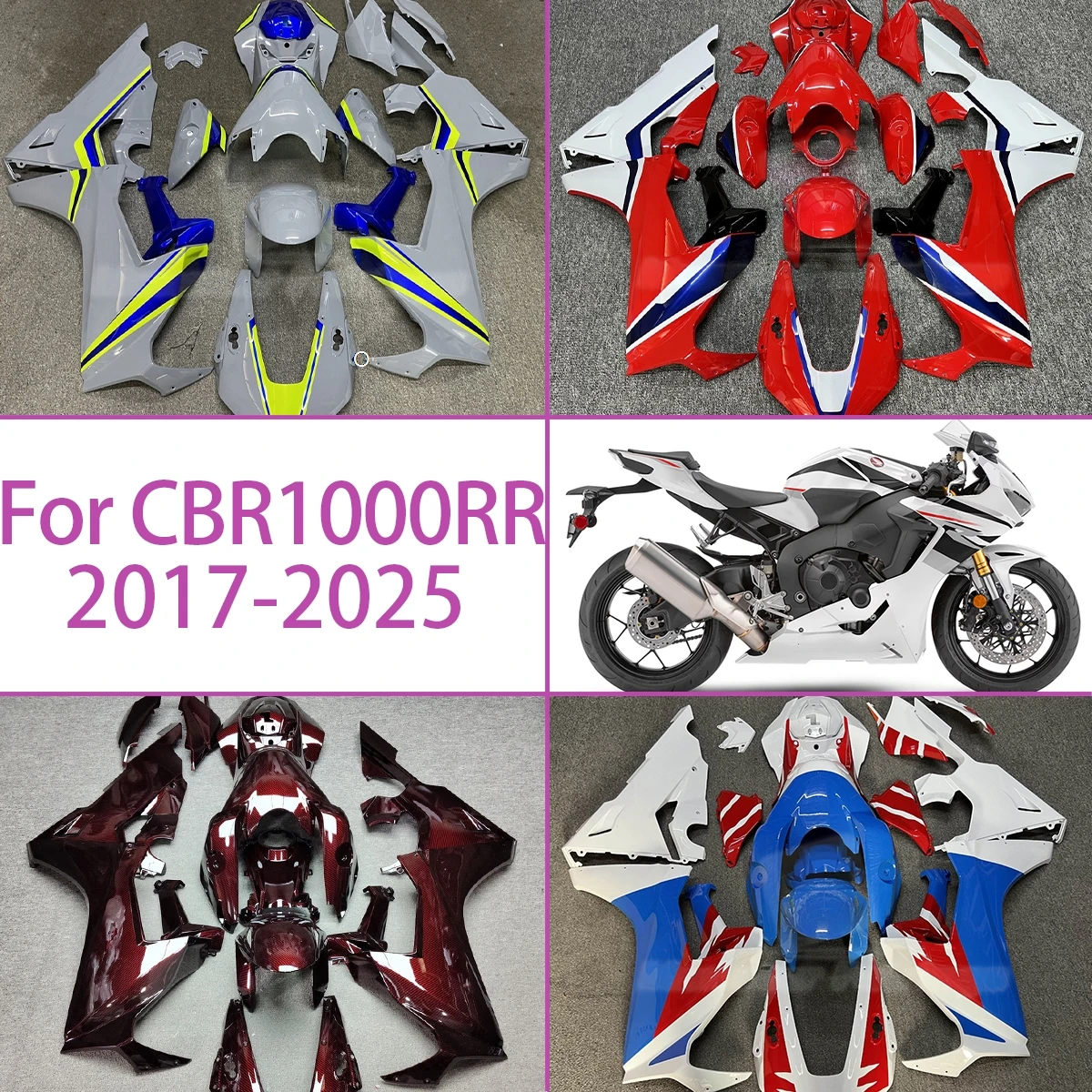 Red Carbon Fiber Effect Fairing Kit For 2017-2025 Honda CBR1000RR Full Fairing Kit 17-25 CBR 1000RR Plastic Fairing Set