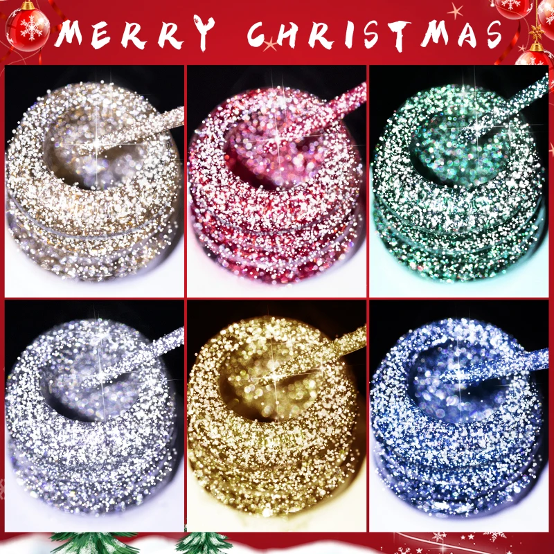 BOZLIN 8 ml Kerst Reflecterende Glitter Lijn Gel Nagellak 12 Kleuren Voor UV Verf Nagels Tekening Polish DIY Schilderen vernissen