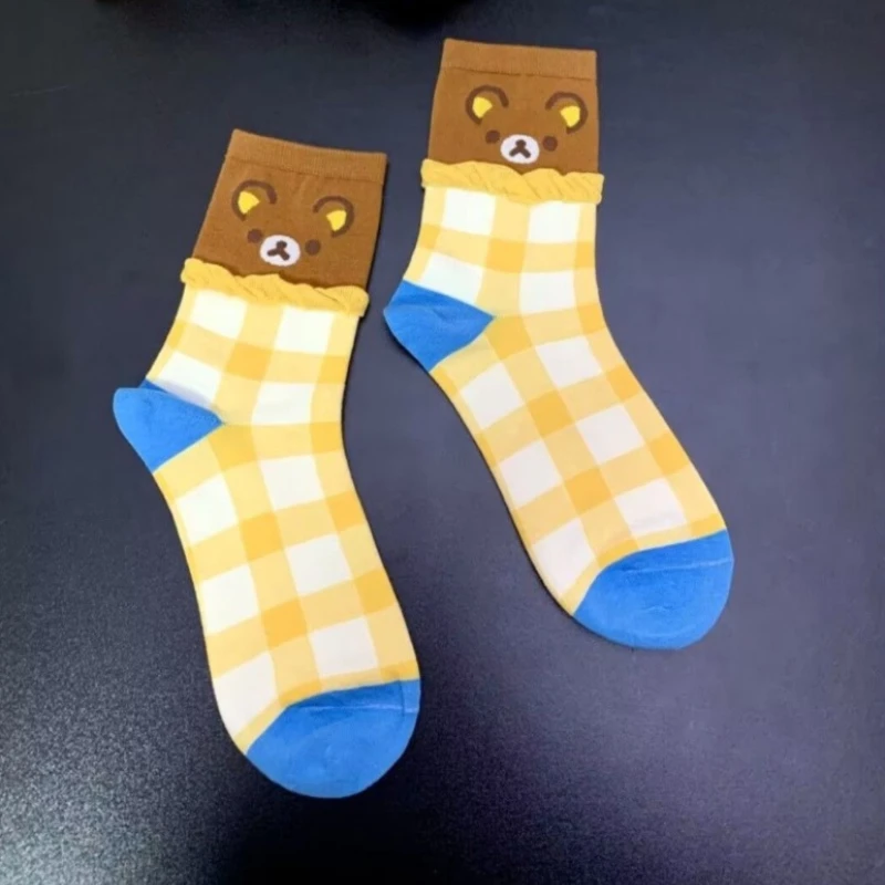 Rilakkuma socks cute cartoon style trendy personalized simple Creative and good-looking comfortable warm sweat absorbing socks