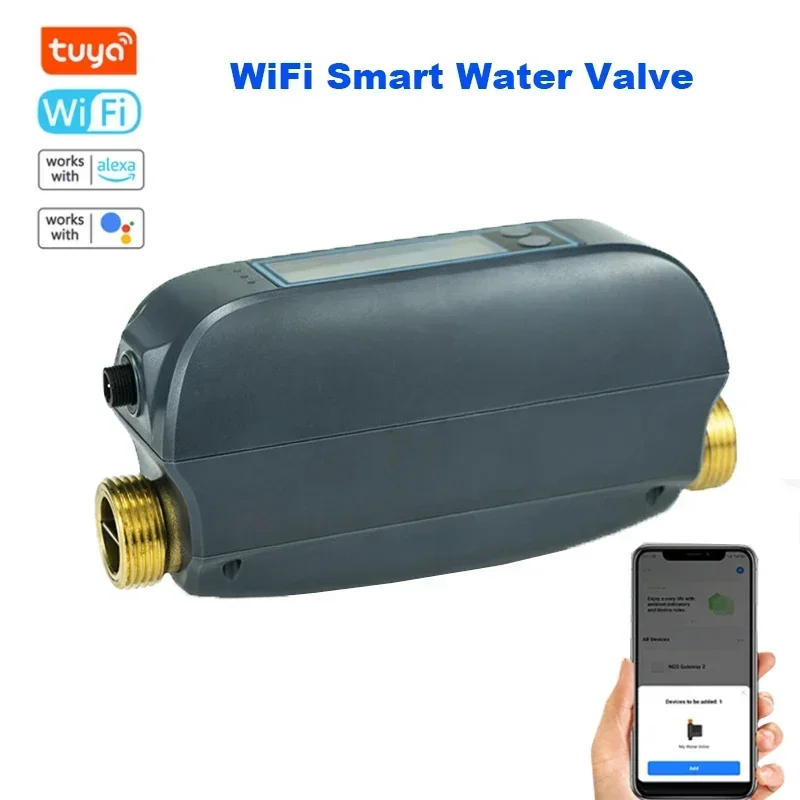 Tuya WiFi Smart  Water Valve Water Flow Rate And Water Meter Shut On/Off Remote Control Real Time Display for Google Assistant